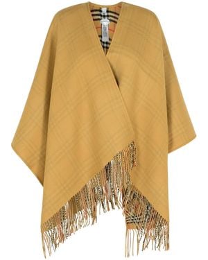 Burberry Reversible 'Check' Beige Wool Cape - Gelb