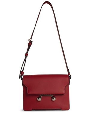 Marni 'new Trunk' Red Lear Crossbody Bag - Rood