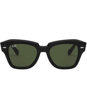 Ray-Ban Lunettes de soleil Rb2186 901/31 State Street Noir/Vert G 15 Unisexe