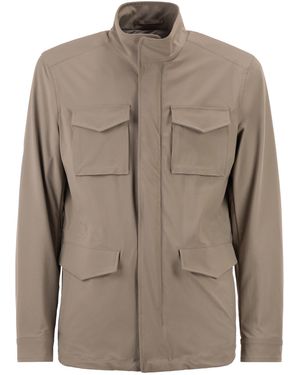 Herno Chaqueta Field de nailon elástico arrugado - Marrón