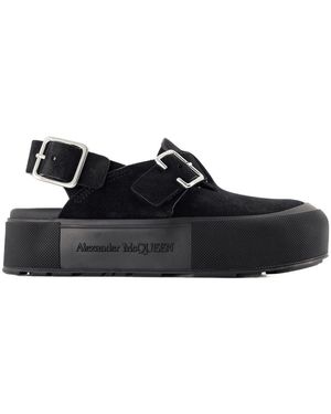 McQueen Mount Slick Sandalen Black/Silber Leder - Schwarz