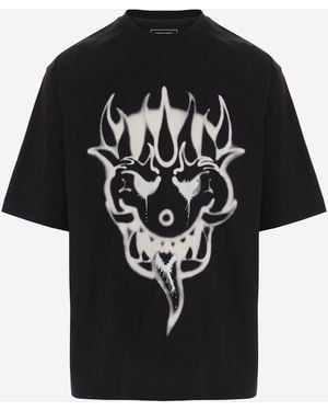 Y-3 Baumwoll-T-Shirt mit Logo - Schwarz