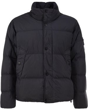 Stone Island Garment Dyed Crinkle Reps Ny Down Jacket With Duck Down Padding - Black