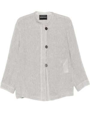 Emporio Armani Linen Buttoned Jacket - White