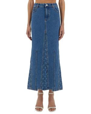 Marine Serre "Moon Laser" Long Skirt - Blau