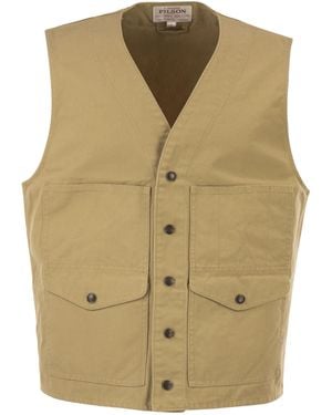 Filson Chaleco utilitario de algodón con bolsillos de parche - Neutro