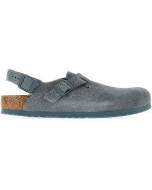 Birkenstock Powder Suede Tokyo Slippers - Grey