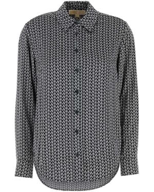 MICHAEL Michael Kors Embroidered Satin Shirt - Grey