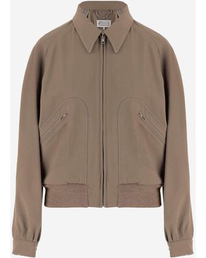 Maison Margiela Virgin Wool Jacket With Zip - Brown