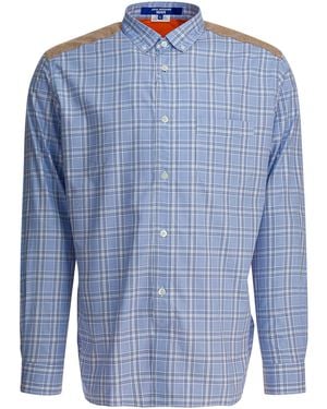 Junya Watanabe Check Shirt With Quilted Inserts - Blue