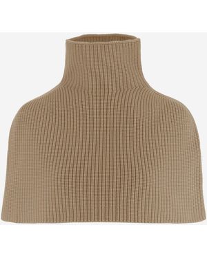 Sa Su Phi Cashmere High Neck Cape Shawl Capes - Natural