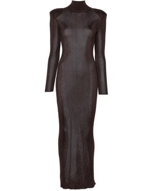 Self-Portrait Viscose Knit Maxi Dress - Brown