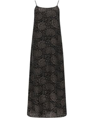 Uma Wang Floral Scoop Neck Maxi Dress - Black