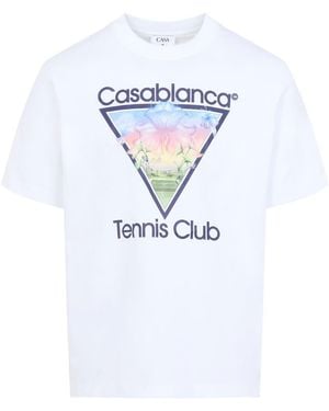 CASABLANCA Tennis Club Icon Printed Classic T Shirt - White