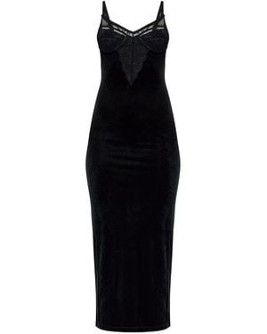 Self-Portrait Velvet Strappy Midi Dress - Black