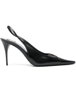 Saint Laurent Babylone Leather Slingback Pumps - Black