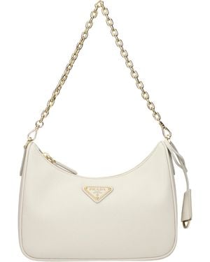 Prada Shoulder Bags Re Edition/Talco Leather For - Natural