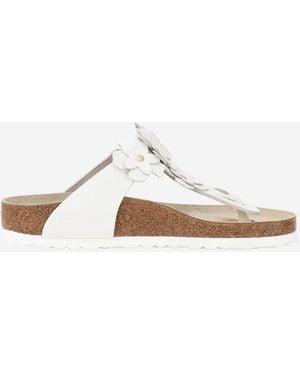 Birkenstock Gizeh Sandalen mit Blumenapplikationen - Weiß