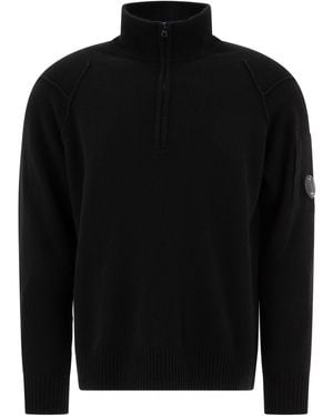 C.P. Company Lambswool Grs Half Zipped Knit - Black