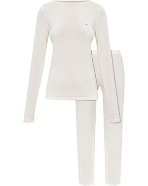 Emporio Armani Silk Long Sleeve Top - White