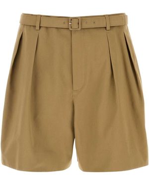 Saint Laurent Solid Shorts - Natural