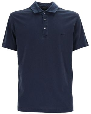 Fay Polo Jersey Frosted Stickerei - Blau