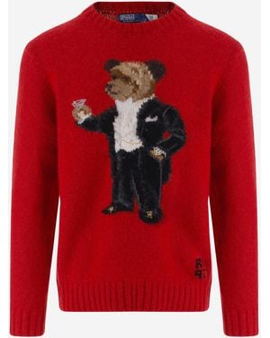 Polo Ralph Lauren Wollpullover mit Polobär - Rot