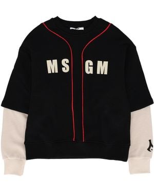 MSGM Over Diagonal Fleece/Waffle Sweatshirt B - Black