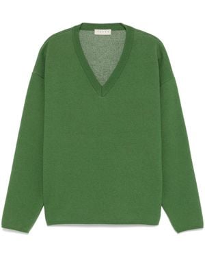 Paura Onelia V Neck Sweater - Green