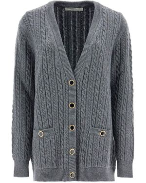 Alessandra Rich Cardigan Oversized In Lana - Grijs