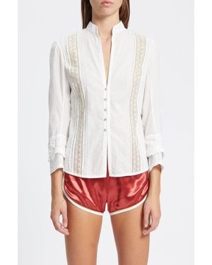 Ann Demeulemeester Lidy Open Front Shirt With Lace Ribbons - White