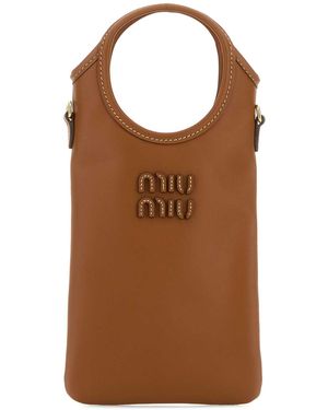 Miu Miu Caramel Leather Phone Case - Brown