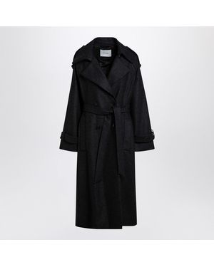 IVY & OAK Double-Breasted Wool Blend Overcoat - Black