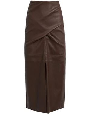 Brunello Cucinelli Leather Skirt - Brown