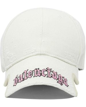 Balenciaga "Blackletter Script" Trucker Hat - White