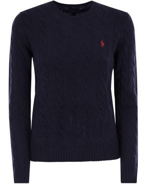 Polo Ralph Lauren Plaited Wool And Cashmere Crew Neck - Blue