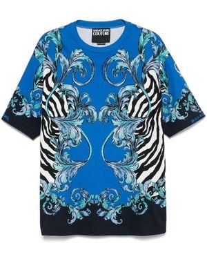 Versace Jeans Couture Maglietta Blu Barocca Di Jeans Versace