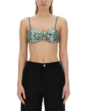 Moschino Cropped Sequined Top - White