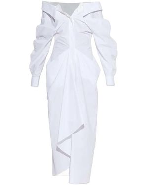 Givenchy Gedrapeerde Poplin Jurk - Wit