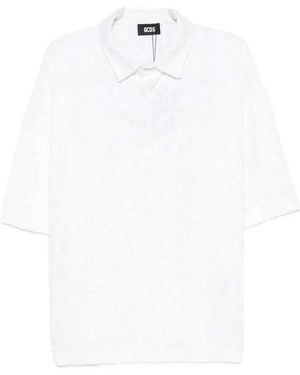 Gcds Terrycloth Polo With Jacquard Logo - White