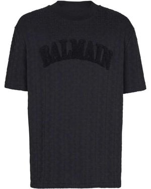 Balmain T Shirt With Pb Monogram - Black