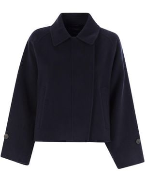 Weekend by Maxmara Carella Wool Drap Crop Coat - Blue