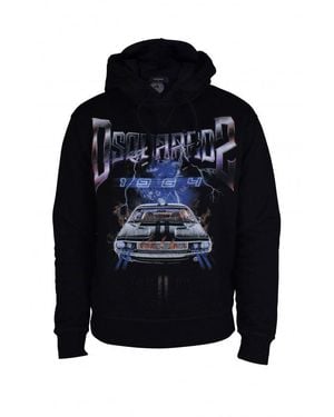 DSquared² Graphic Print Hooded Sweatshirt With Drawstring De - Schwarz
