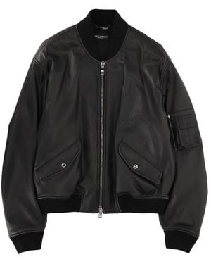 Dolce & Gabbana Solid Mock Collar Jacket - Black