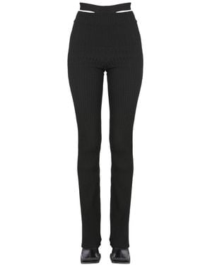 ANDREADAMO Ribbed Trousers With Cut Out Belt - Black
