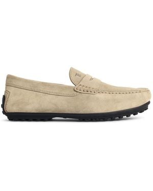 Tod's 'City Gommino' Suede Loafers - White
