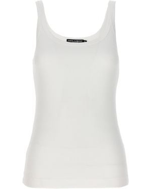 Dolce & Gabbana Ribbed Tank Top Top Bianco