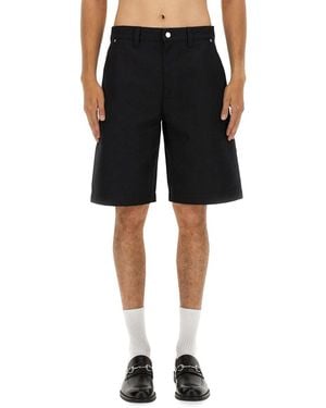 Gucci Gg Jacquard Denim Shorts - Black