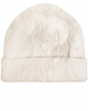LA ROSE Angora Beanie - White