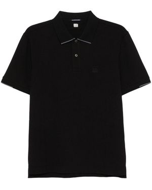 CP COMPANY METROPOLIS C.P. Firmen -Metropolis -Logo -Baumwoll -Polo -Hemd - Schwarz